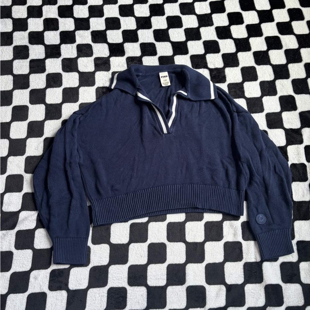 Victoria’s secret PINK Navy Cropped Sweater with Collar